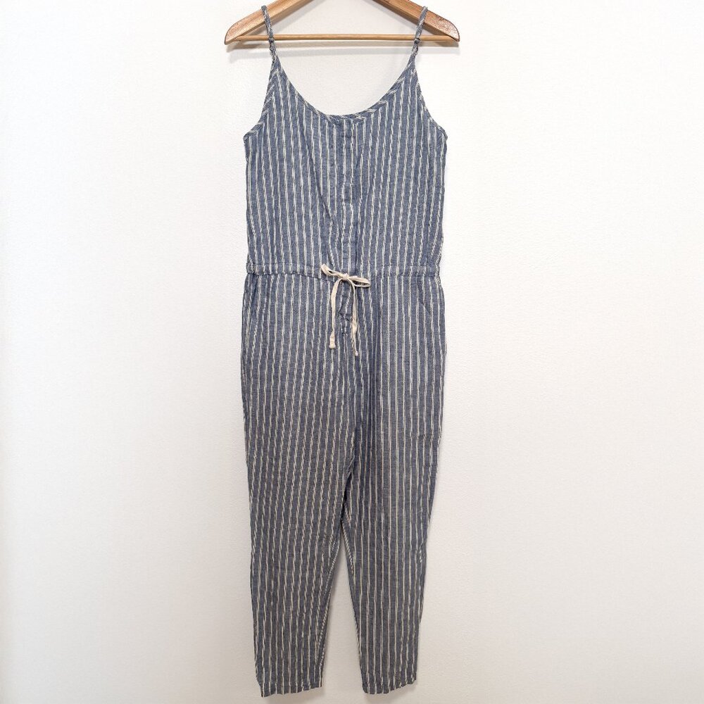Enza Costa Blue and White Striped Jumpsuit